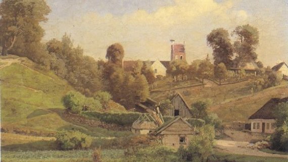 Anton Kieldrup Søllerød Kirke set fra søen 1861
