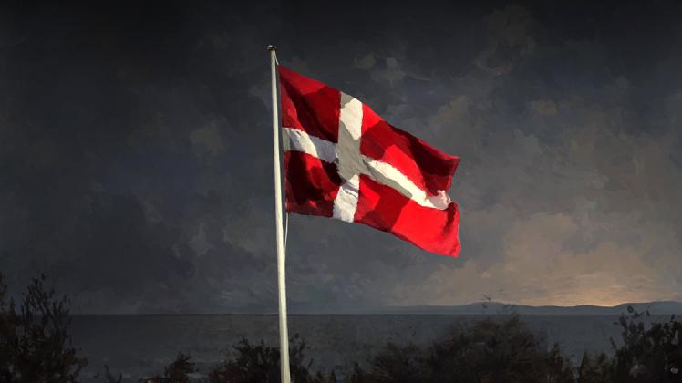 dannebrog på mørk baggrund med hagekors